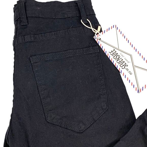 Womens Punk Ripped Jeans Size 27 Black Denim Destroyed Zippers Straight Hipster - Picture 8 of 9